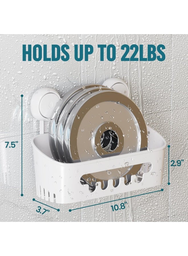 TAILI Shower Caddy Suction Cup, Heavy Duty Bathroom Organizer, Removable Shelves for Inside Shower, Shampoo, Waterproof Suction Plastic Storage for Bathroom Accessories Holder, White - Image 5