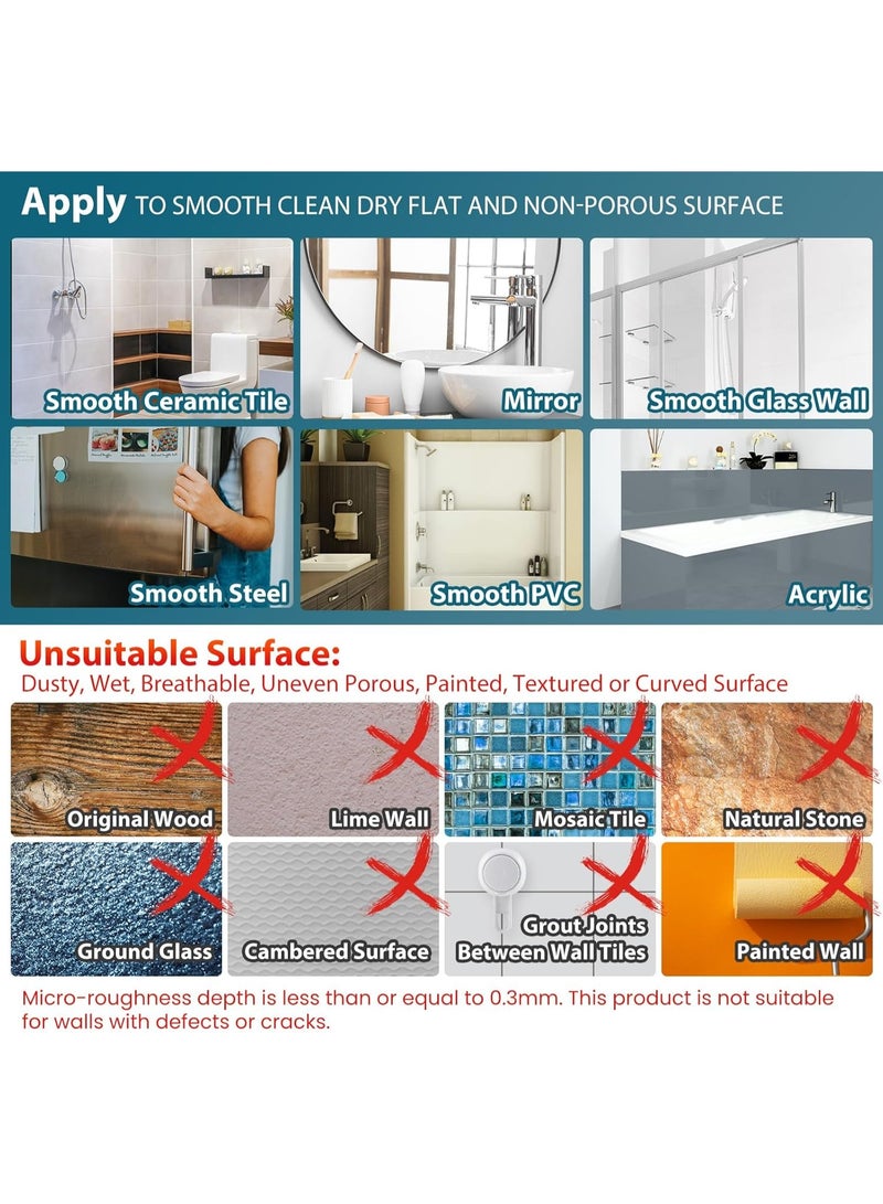 TAILI Shower Caddy Suction Cup, Heavy Duty Bathroom Organizer, Removable Shelves for Inside Shower, Shampoo, Waterproof Suction Plastic Storage for Bathroom Accessories Holder, White - Image 4