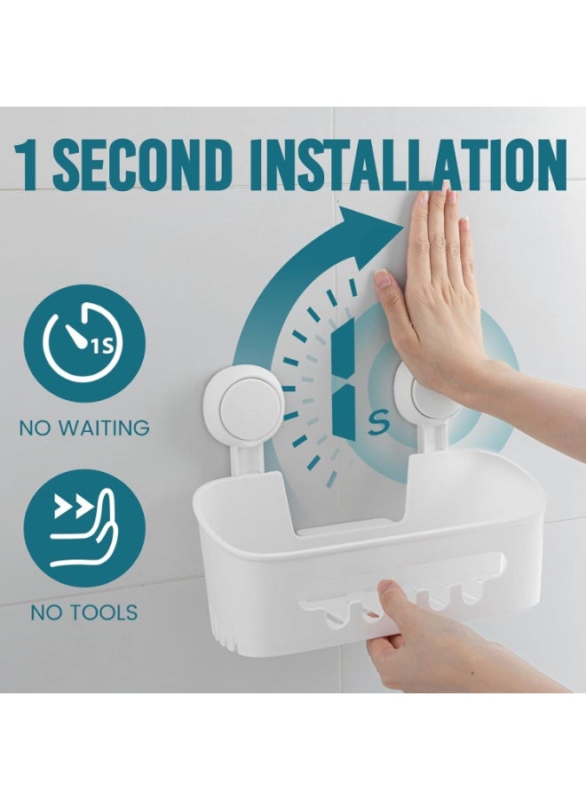 TAILI Shower Caddy Suction Cup, Heavy Duty Bathroom Organizer, Removable Shelves for Inside Shower, Shampoo, Waterproof Suction Plastic Storage for Bathroom Accessories Holder, White - Image 2