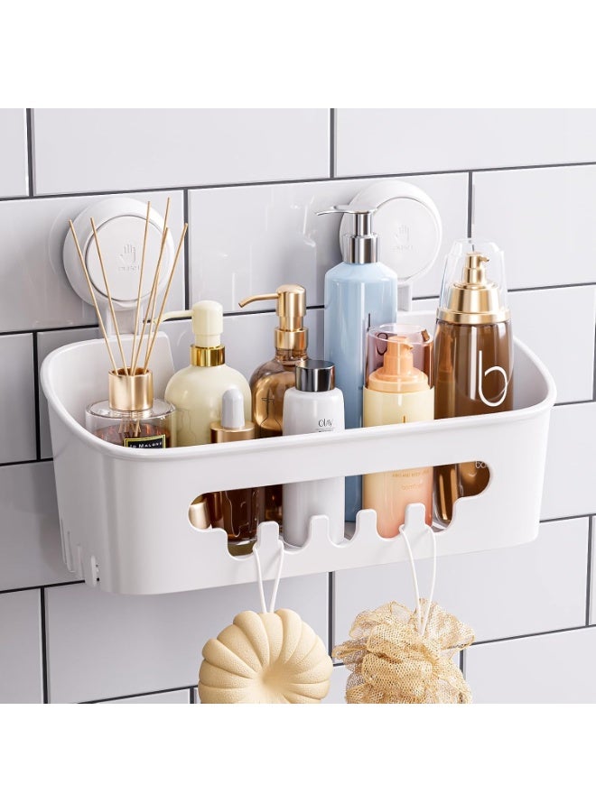 TAILI Shower Caddy Suction Cup, Heavy Duty Bathroom Organizer, Removable Shelves for Inside Shower, Shampoo, Waterproof Suction Plastic Storage for Bathroom Accessories Holder, White - Image 1