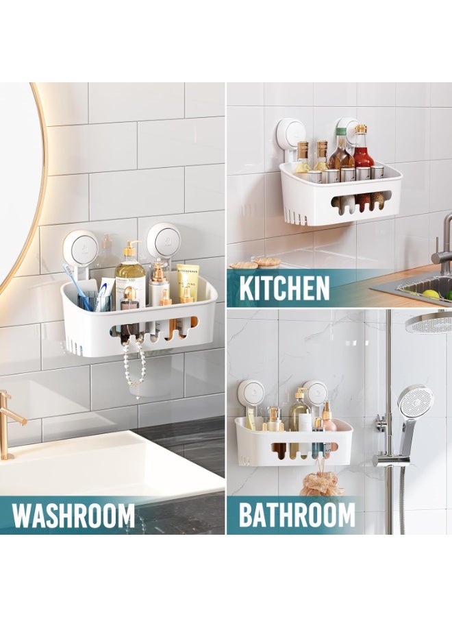 TAILI Shower Caddy Suction Cup, Heavy Duty Bathroom Organizer, Removable Shelves for Inside Shower, Shampoo, Waterproof Suction Plastic Storage for Bathroom Accessories Holder, White - Image 3