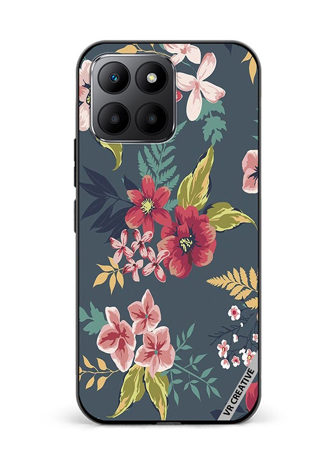 VR CREATIVE Protective Case Cover For Honor 70 Lite Gray Flower Design Multicolour - Image 1