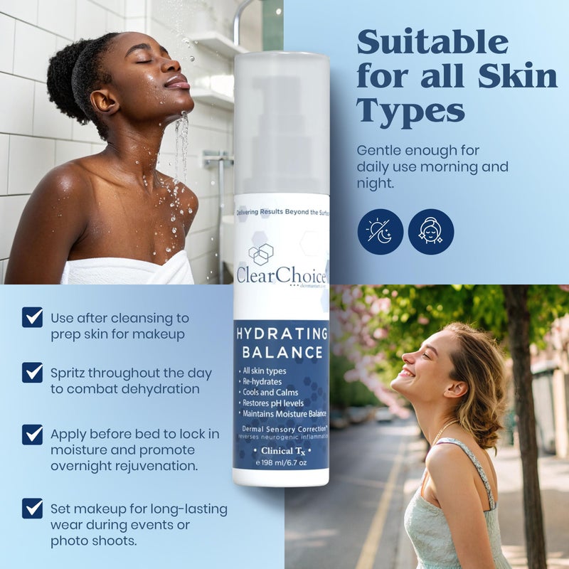 Clear Choice Hydrating Balance Facial Mist 6.7oz â€“ Rejuvenating Spray for All Skin Types, Tightens Pores, Prolongs Makeup, Restores pH Balance - Image 5