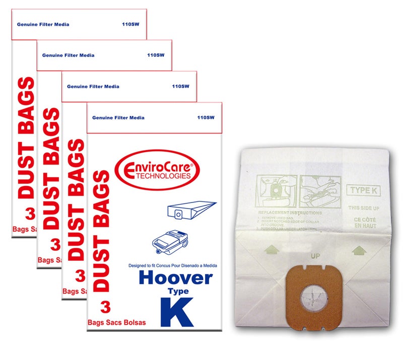 ENVIROCARE EnviroCare Replacement Vacuum Cleaner Dust Bags made to fit Hoover Type K Canisters 12 Pack  - Image 1