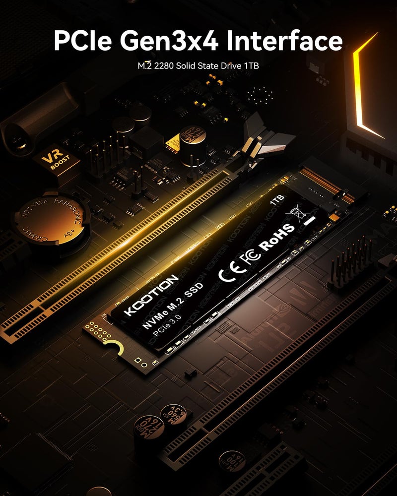 Kootion كووتيون 1 تيرابايت NVMe SSD داخلي PCIe 3.0، M.2 2280 NVMe الجيل 3 محرك الحالة الصلبة داخلي بسرعة تصل إلى 3500 ميجابايت/ثانية، حرارة أقل لجهاز الكمبيوتر/اللابتوب - Image 5