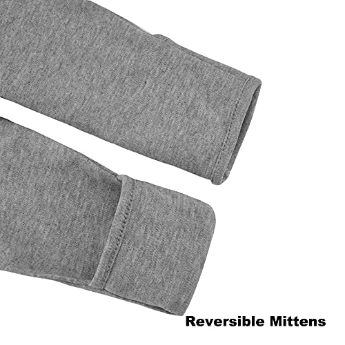 Aablexema Baby Pajamas Organic Cotton Zipper Outfit Newborn Infant One-Piece Footies with Mitten Cuffs 0-3 Months Grey - Image 3