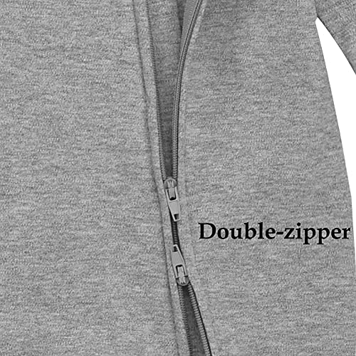 Aablexema Baby Pajamas Organic Cotton Zipper Outfit Newborn Infant One-Piece Footies with Mitten Cuffs 0-3 Months Grey - Image 5