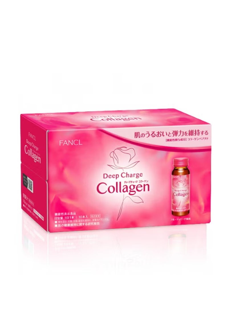 FANCL Deep Charge Collagen Drink, Japanese Nutrition Drink for Skin Hydration & Elasticity, Daily Beauty Supplement Beverage, 10 Bottles - Image 1