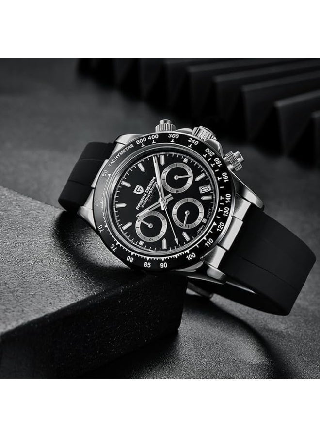 Pagani Design PD-1664 Black Dial Chronograph Men's Rubber Strap Watch - Image 2