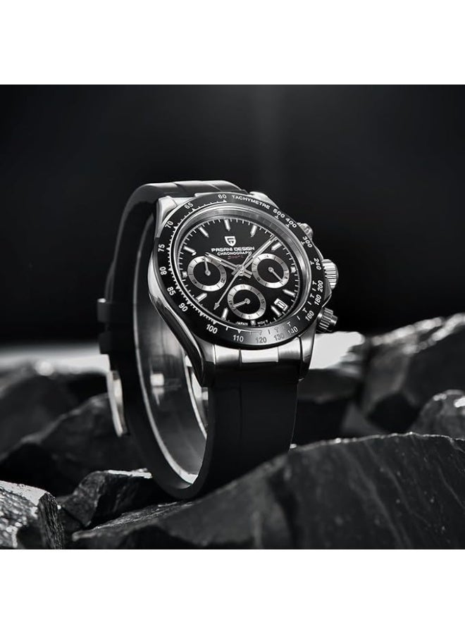 Pagani Design PD-1664 Black Dial Chronograph Men's Rubber Strap Watch - Image 3