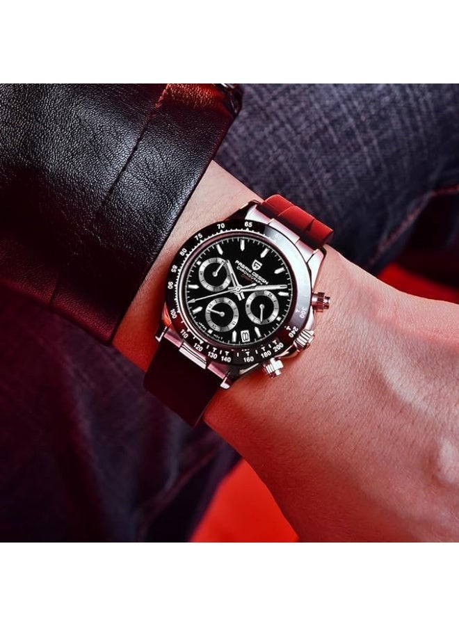 Pagani Design PD-1664 Black Dial Chronograph Men's Rubber Strap Watch - Image 5
