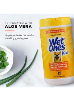 Wet Ones for Pets Multi-Purpose Dog Wipes With Aloe Vera | Dog Wipes For All Dogs in Tropical Splash, Wet Ones Wipes for Paws & All Purpose | 50 Ct Cannister Dog Wipes - pzsku/Z4FDAA33A783E6EE1217BZ/45/_/1737031856/7542debf-887b-448c-8c6c-41f15210816f