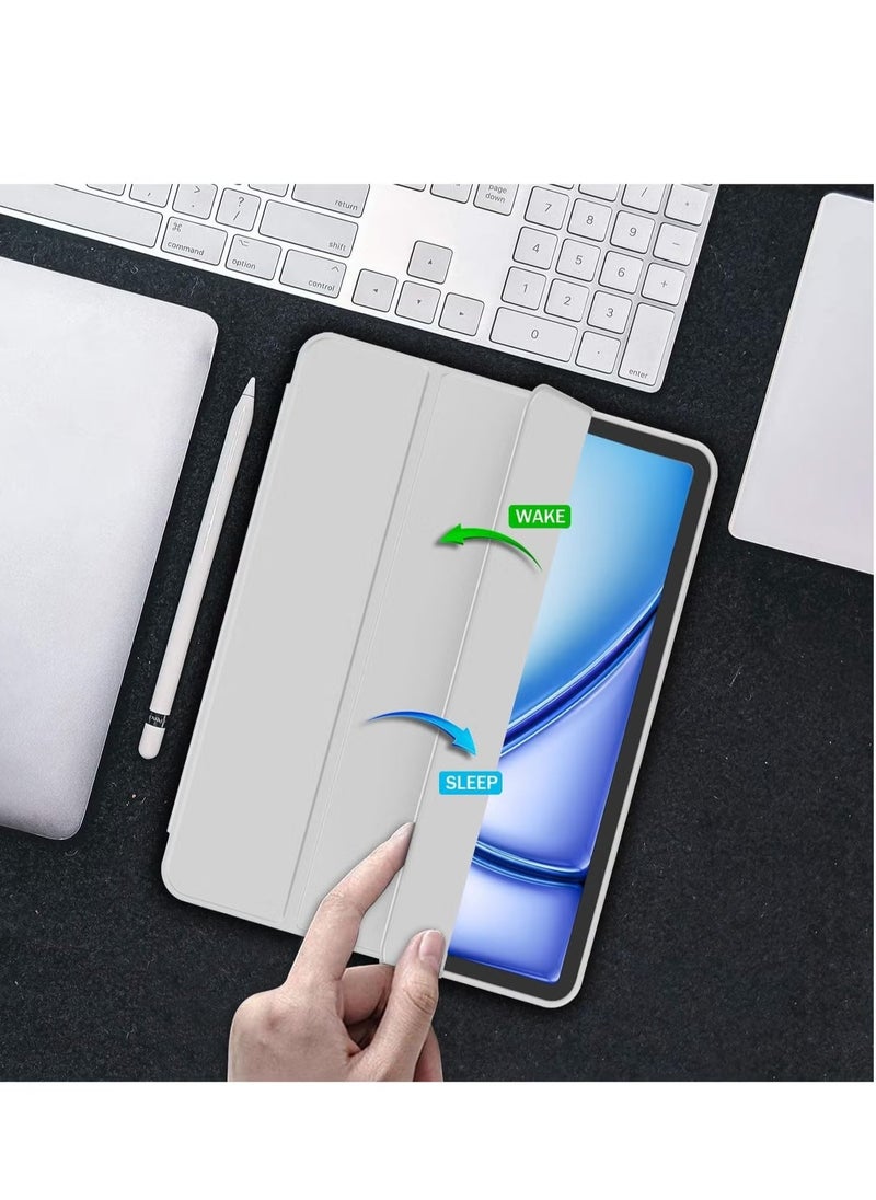 iPad Air 11 Inch Case M2 2024 iPad Air 5th/4th Generation Case 2022/2020 10.9 Inch with Pencil Holder, Trifold Stand Smart Case – Silver Gray, Lightweight, Durable, and Premium Protection
