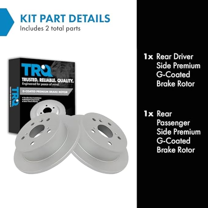 ريحني مجموعة زوج دوارات فرامل قرصية خلفية TRQ ل 20052007 تويوتا أفالون 20022006 تويوتا كامري 20022003 لكزس ES300 20042006 لكزس ES330 20042008 تويوتا سولارا - Image 3