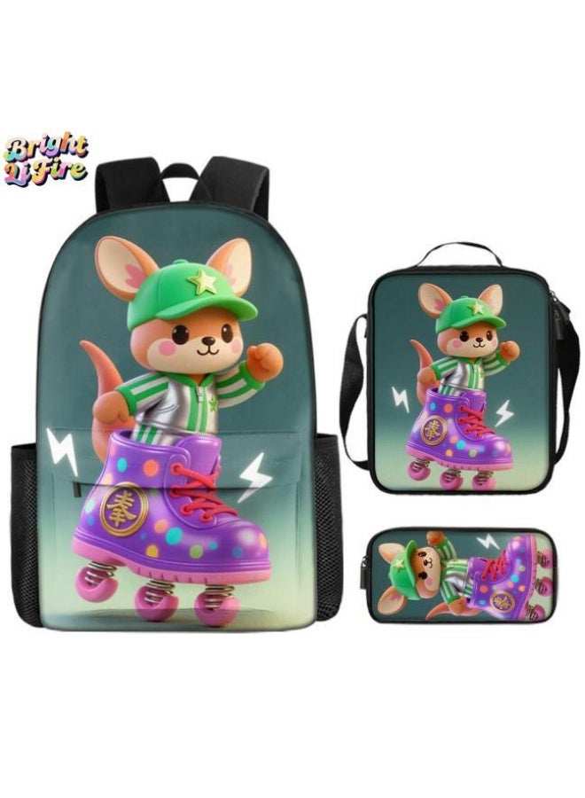 Bright Li Fire Fashion is unlimited! Cartoon bag three-piece set, suitable for a variety of scenes for students and teenagers (available for students, children, friends on outings, mountain climbing, schooling, etc.) - 21 - Image 1
