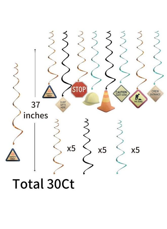 Wishlife 30Ct Construction Signs Hanging Swirl Decorations Dig Zone Stop Crew Entrance Safety First Dump Gifts Here Helmet Roadblock Construction  - Image 5