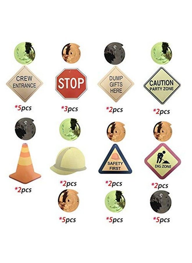 Wishlife 30Ct Construction Signs Hanging Swirl Decorations Dig Zone Stop Crew Entrance Safety First Dump Gifts Here Helmet Roadblock Construction  - Image 3