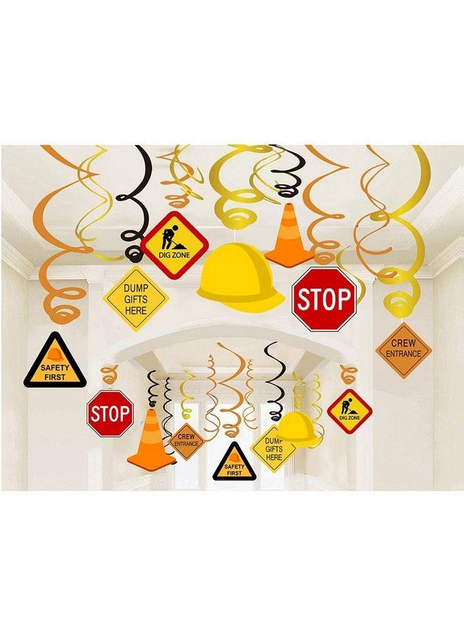 Wishlife 30Ct Construction Signs Hanging Swirl Decorations Dig Zone Stop Crew Entrance Safety First Dump Gifts Here Helmet Roadblock Construction  - Image 1