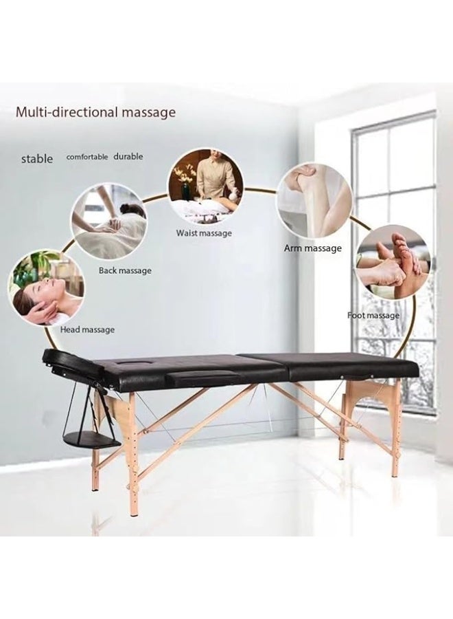 DUNISO سرير مساج محمول، طاولات مساج قابلة للطي بإطار خشبي، مع حقيبة تخزين، سعة تحمل قوية، ارتفاع قابل للتعديل، لصالون السبا، تاتو، علاج مساج علاجي، 180*60*65 سم - Image 5