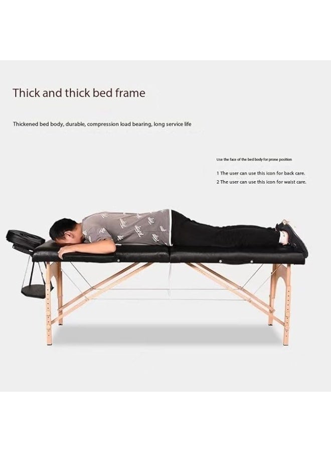 DUNISO سرير مساج محمول، طاولات مساج قابلة للطي بإطار خشبي، مع حقيبة تخزين، سعة تحمل قوية، ارتفاع قابل للتعديل، لصالون السبا، تاتو، علاج مساج علاجي، 180*60*65 سم - Image 4