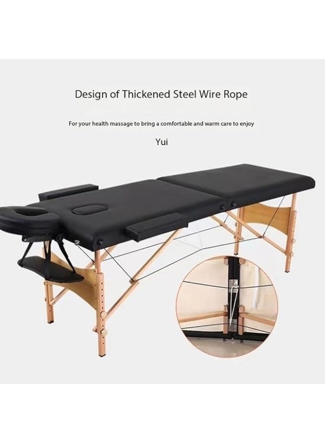 DUNISO سرير مساج محمول، طاولات مساج قابلة للطي بإطار خشبي، مع حقيبة تخزين، سعة تحمل قوية، ارتفاع قابل للتعديل، لصالون السبا، تاتو، علاج مساج علاجي، 180*60*65 سم - Image 3