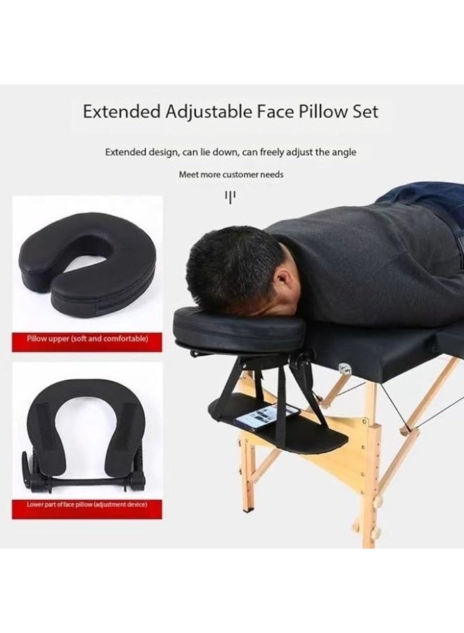 DUNISO سرير مساج محمول، طاولات مساج قابلة للطي بإطار خشبي، مع حقيبة تخزين، سعة تحمل قوية، ارتفاع قابل للتعديل، لصالون السبا، تاتو، علاج مساج علاجي، 180*60*65 سم - Image 2