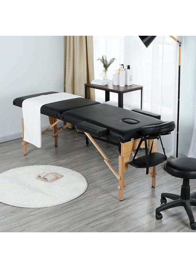 DUNISO سرير مساج محمول، طاولات مساج قابلة للطي بإطار خشبي، مع حقيبة تخزين، سعة تحمل قوية، ارتفاع قابل للتعديل، لصالون السبا، تاتو، علاج مساج علاجي، 180*60*65 سم - Image 1