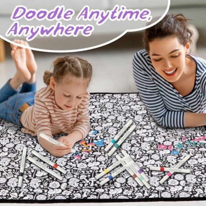 FIENZA DIY Coloring Blanket for Adults - Customizable Velvet Blanket with 12  Markers - Image 2