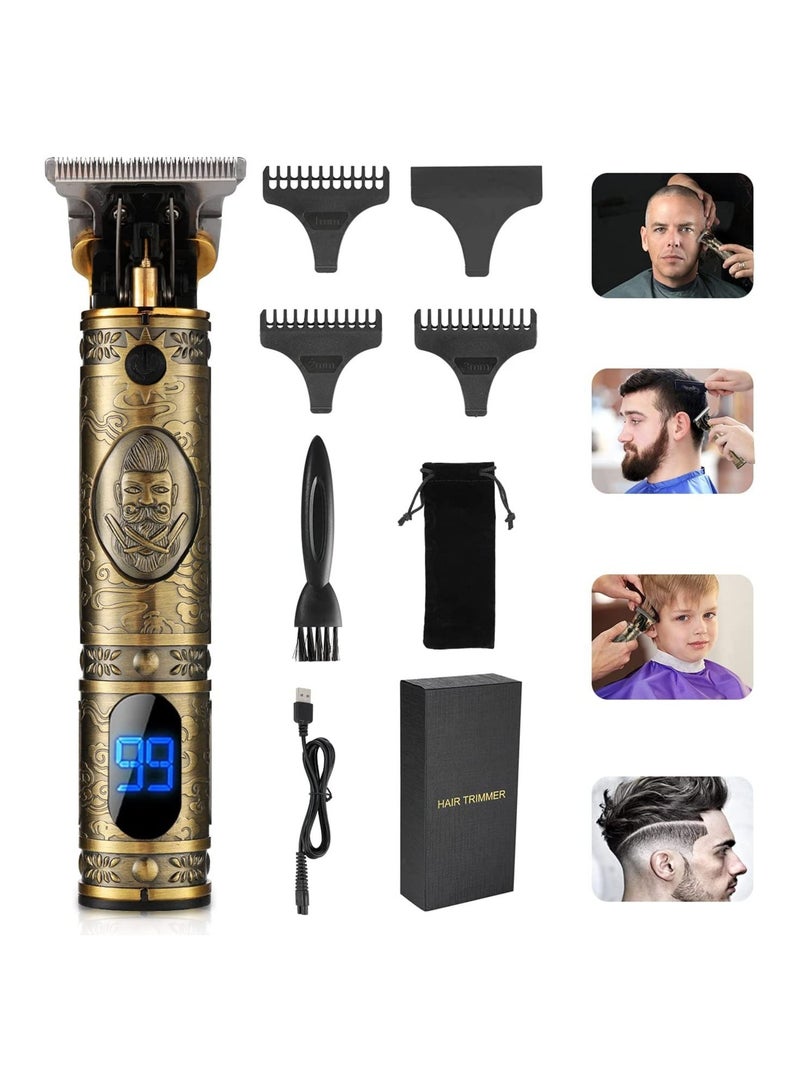 ELTRAZONE Upgraded Hair Trimmer Beard Clippers for Men Professional USB Electric Hair Clippers for Hair Cutting T Blade Gold Trimmers Pro Li Cordless Outliner Zero Gaped Rechargeable Retro Trimmer LED Display - Image 1
