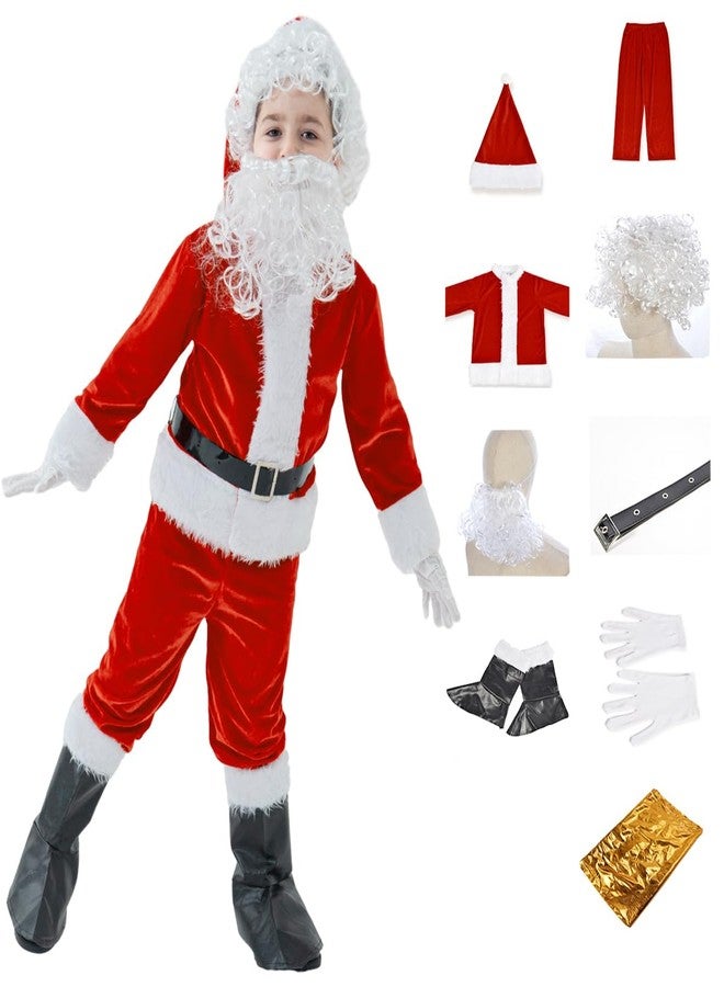 زي بابا نويل للأطفال من AMHSCOCA، 9 قطع، زي بابا نويل لعيد الميلاد للأطفال، بدلة بابا نويل، زي تنكري لحفلات الأطفال الأولاد - Image 1