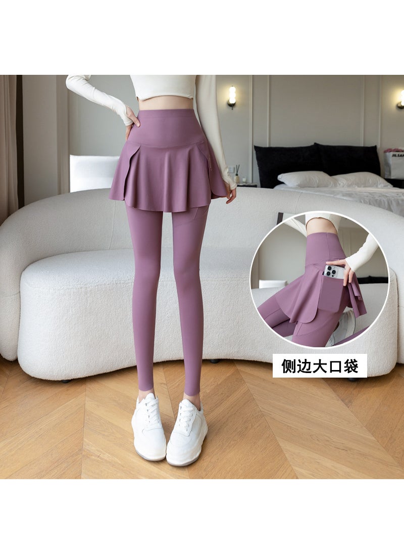 Generic Autumn New Two-Piece High Waisted Sharkskin Leggings for Women black lamb fleece  - Image 4