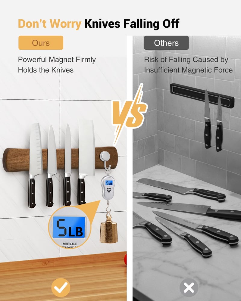 Swaitee Magnetic Knife Holder for Wall, 12 Inch Wood Strong Magnetic Knife Strip, Small Kitchen Storage Space Savers, Rv Apartment Farmhouse Accessories Organizer, Housewarming Gifts for New Home - Image 4