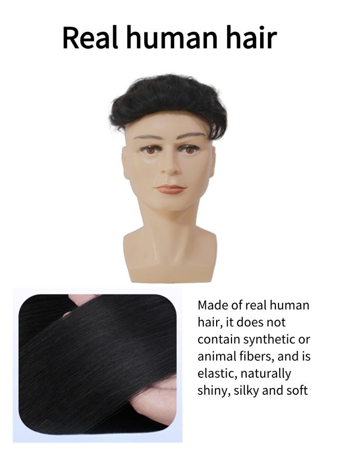 Men's natural short wig（(Real Human Hair ，men's natural style wig, natural black hair short wig human hair, 16x18cm） - Image 2