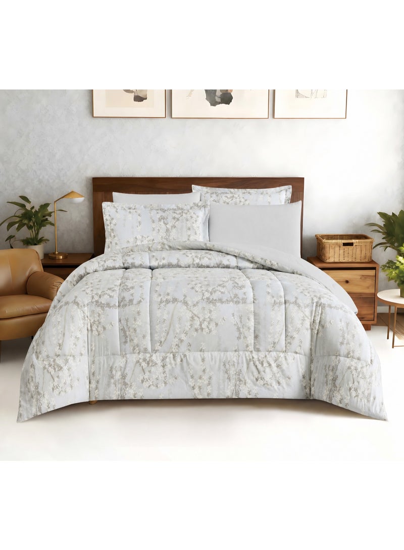 GOLDEN REST 6 PCS Luxury Double Bed Comforter Set with Matching Pillowcases, Soft Comfortable Bedding in Multiple Modern Printed Designs for Bedroom Décor