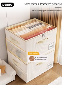 DUNISO Foldable Closet Storage Organizer with lid,Wardrobe Clothes Organizer For Clothing, Sheets, Toys, Books,Washable Closet Storage Boxes with Carrying Handles Cube Stackable Storage Bin for Home Bedroom Office  - Image 3