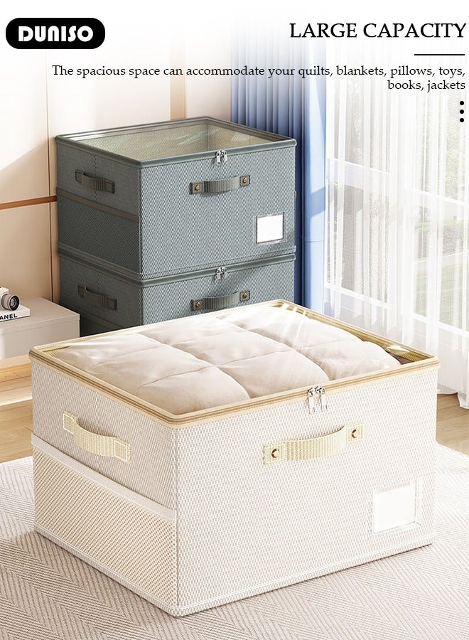 DUNISO Foldable Closet Storage Organizer with lid,Wardrobe Clothes Organizer For Clothing, Sheets, Toys, Books,Washable Closet Storage Boxes with Carrying Handles Cube Stackable Storage Bin for Home Bedroom Office - Image 4