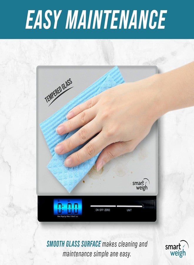 Smart Weigh Professional USPS Postal Scale with Tempered Glass Platform, Multiple Weighing Modes and Tare Function, Silver Shipping Scale, Platform Scale, 11 pounds/ 5 Kilograms - Image 3