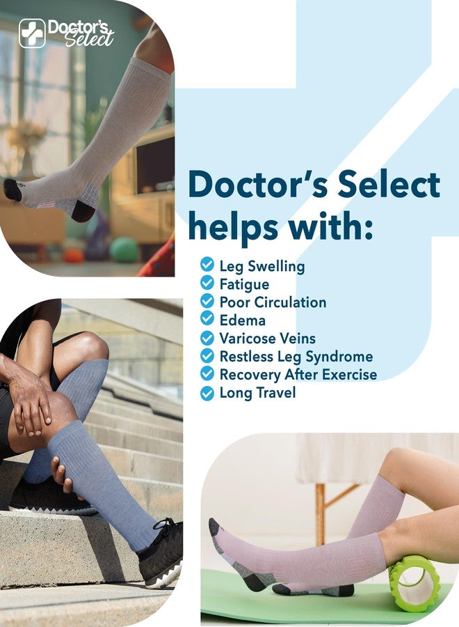 Doctor's Select® Bamboo Viscose Light Compression Socks for Women & Men - 3 Pairs, Knee High Comfort and Support, 8-15 mmHg Compression Socks Women, Gray, Blue, Rose - Image 5