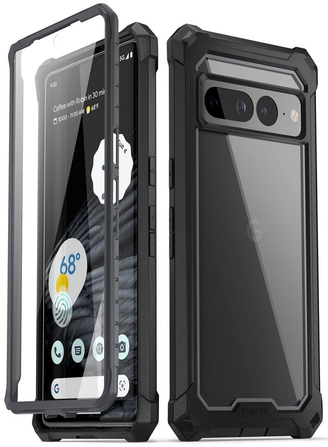 بويتيك جراب Poetic Guardian متوافق مع Pixel 7 Pro 5G، مزود بواقي شاشة مدمج، يدعم بصمة الإصبع، جراب حماية هجين مقاوم للصدمات، غطاء متين شفاف، أسود/شفاف - Image 1