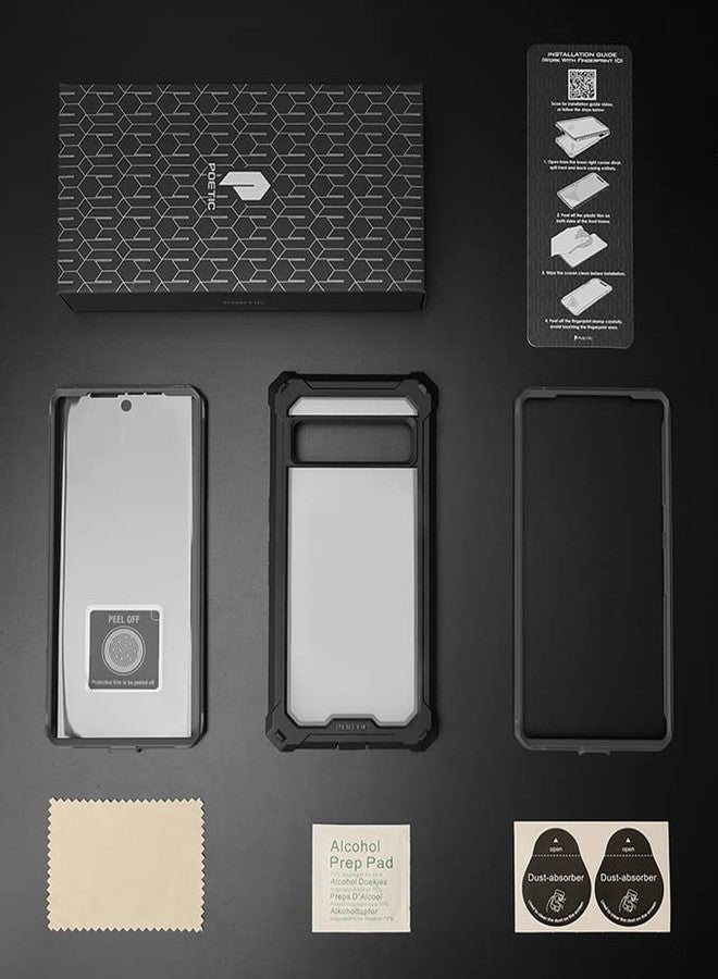 بويتيك جراب Poetic Guardian متوافق مع Pixel 7 Pro 5G، مزود بواقي شاشة مدمج، يدعم بصمة الإصبع، جراب حماية هجين مقاوم للصدمات، غطاء متين شفاف، أسود/شفاف - Image 5