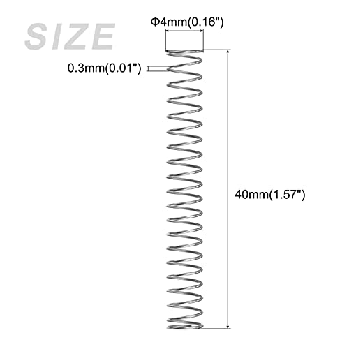 METALLIXITY Compression Springs (0.3x4mm OD,40mm Free Length) 20Pcs, 304 Stainless Steel Extension Spring - for Shop Home Repairs, DIY Projects, Silver Tone - Image 2
