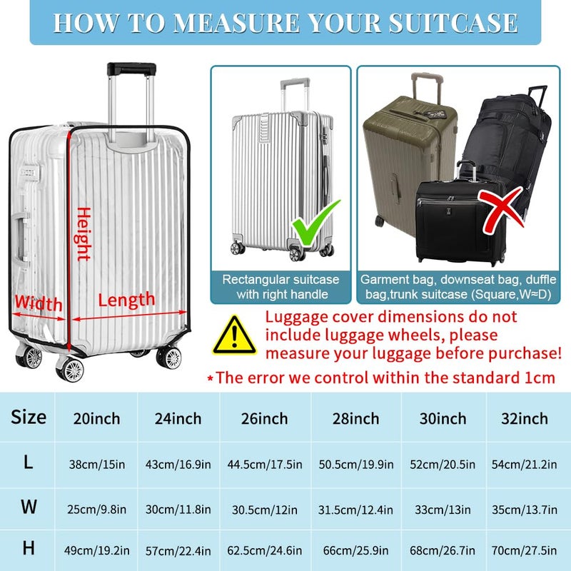 Yotako Clear PVC Suitcase Cover Protectors 30 Inch Luggage Cover Protectors for Wheeled Suitcase 30'' - Image 5