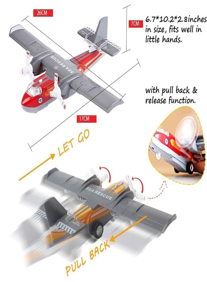 Samtop Kid Aircraft Toy Diecast Metal Alloy Model Air Plane Military Air Force Seaplane Pullback Toys with Lights and Sounds Fighter Jet for Kids Boy Girls - Image 5