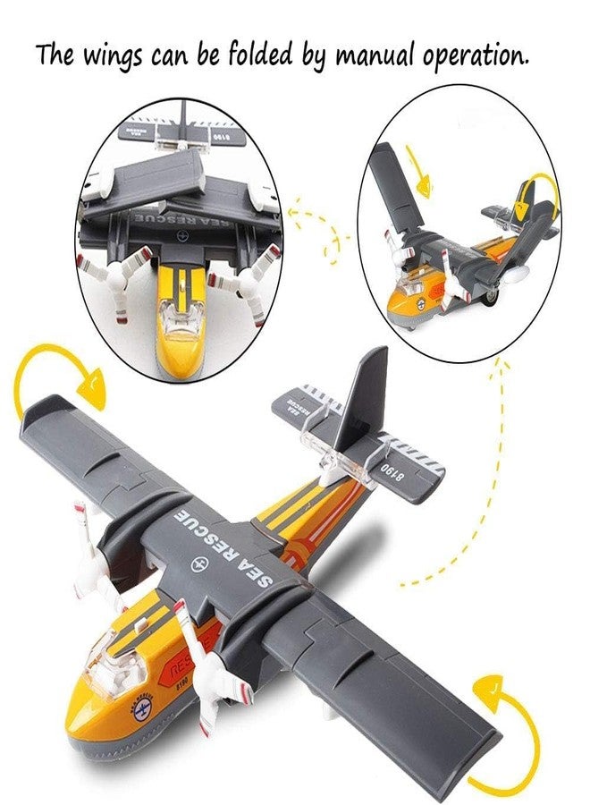 Samtop Kid Aircraft Toy Diecast Metal Alloy Model Air Plane Military Air Force Seaplane Pullback Toys with Lights and Sounds Fighter Jet for Kids Boy Girls - Image 4