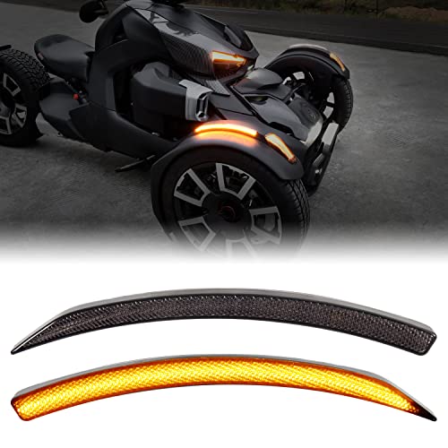 SAUTVS LED Front Fender Lights for CanAm Ryker Smoked Black Front LED Wheel Lights Fender Reflectors with Turn Signals for Can Am Ryker 600 900 Rally 20192025 Accessories 2PCS - Image 1