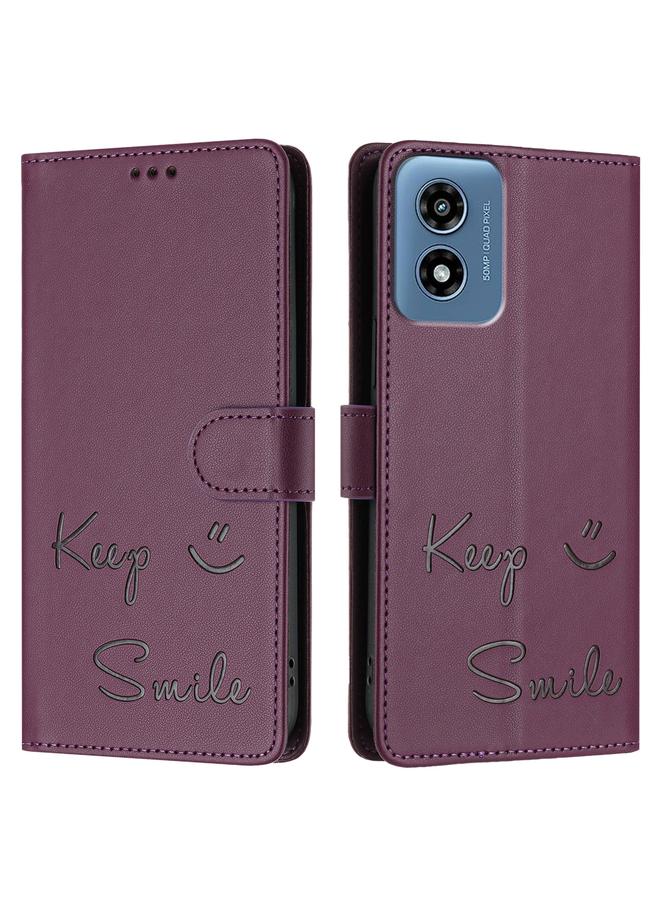 اس-توب جراب لهاتف Motorola Moto G Play 5G 2024 جراب هاتف جلدي بنقش ابتسامة عالمية بتقنية RFID - Image 3