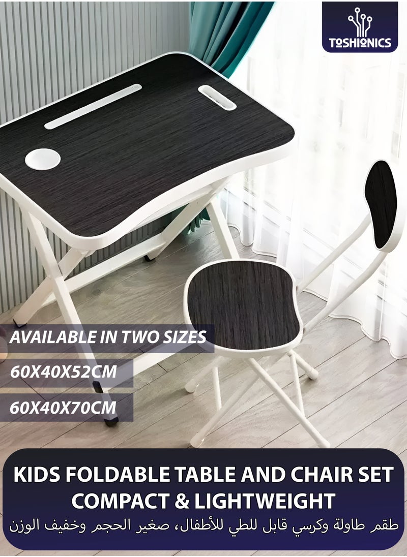 Toshionics Foldable Kids Table and Chair Set 60cm Children’s Toddlers Furniture Activity Playroom Craft Study Table Set Lightweight Compact Folding Portable Learning Table and Chair Set for Kids Boys and Girls  - Image 1