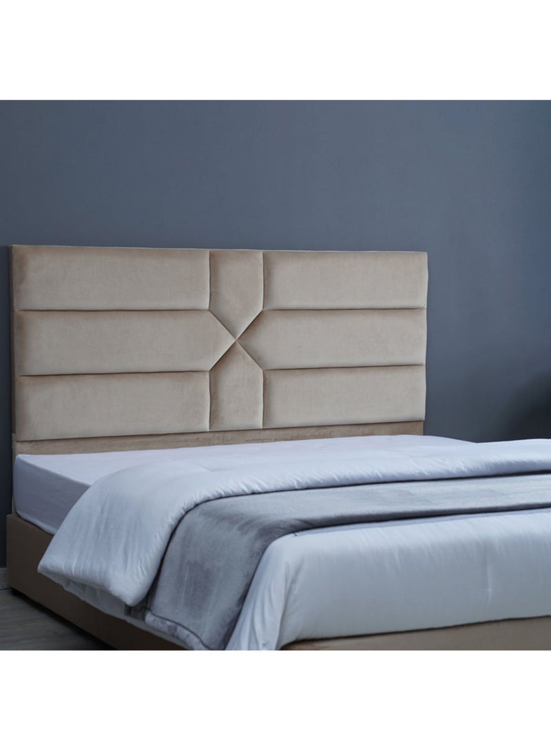 Karnak Estella Premium Upholstered Velvet Bed Frame Bedroom Furniture Strong And Sturdy Modern Design Wooden Bed | Quiet & Comfortable Bed (USA - Queen 150x200cm, Beige) - Image 2