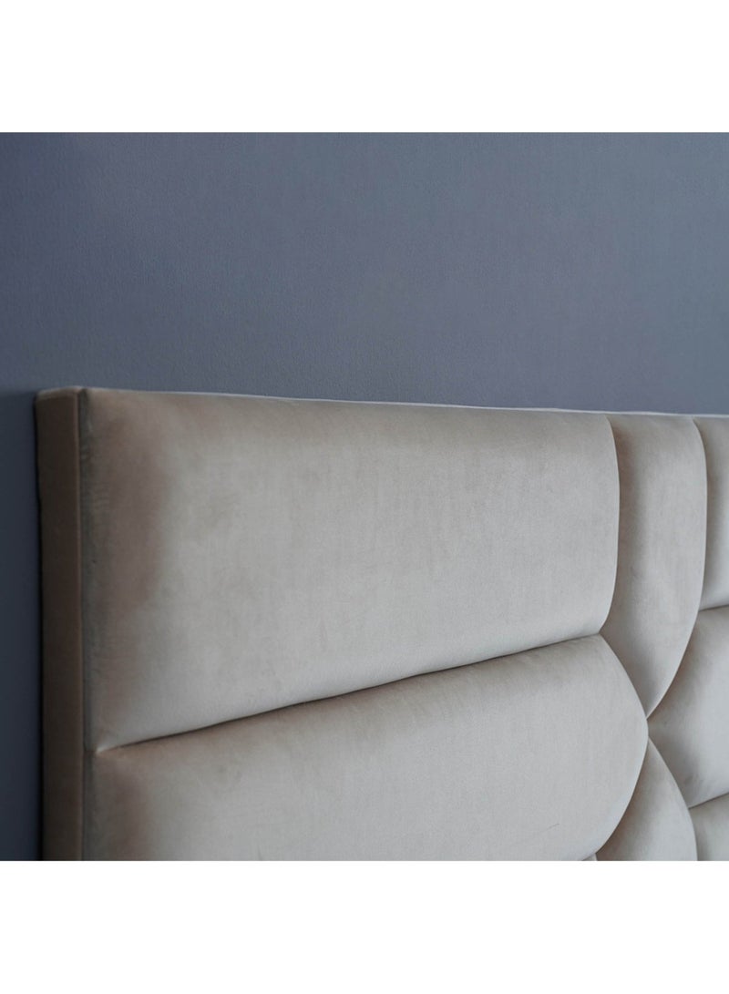 Karnak Estella Premium Upholstered Velvet Bed Frame Bedroom Furniture Strong And Sturdy Modern Design Wooden Bed | Quiet & Comfortable Bed (USA - Queen 150x200cm, Beige) - Image 4