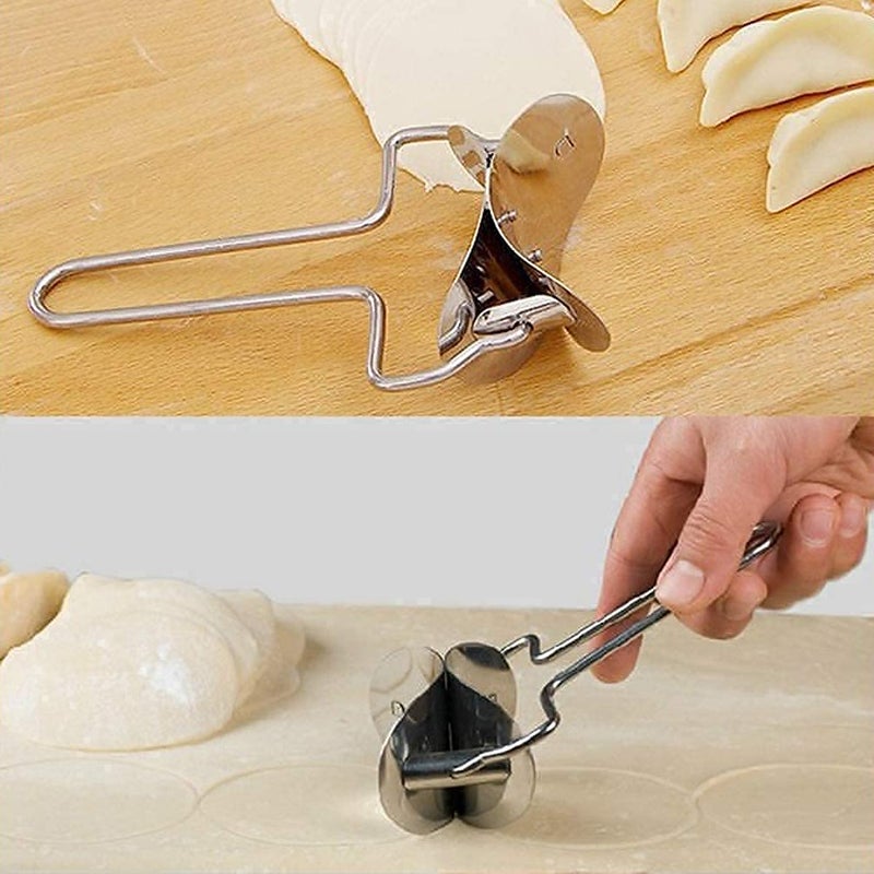 DJ FINDER DJ FINDER Multifunctional 360 Degree Rotation Stainless Steel Puri Cutter Dough Circle Roller Machine with Handle for Biscuit Pastries Cookies Home Baking Tools for Skin Cutter Roller Wrapper Maker  - Image 3